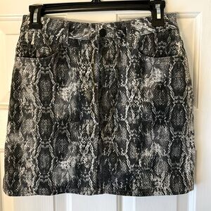 Gray Snakeskin Stretch Denim Miniskirt - Size S